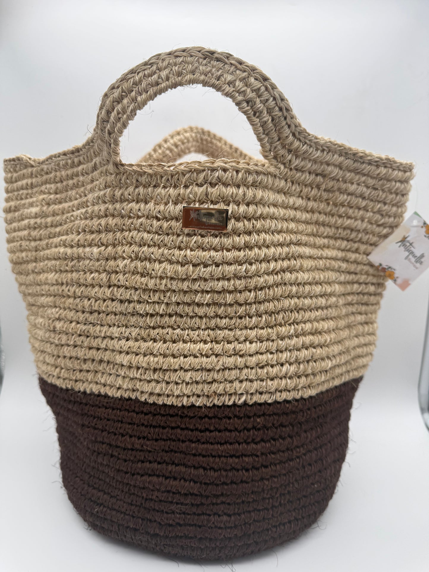 Fique Artisan Tote Bag – Natural & Chocolate Brown