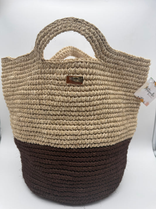 Fique Artisan Tote Bag – Natural & Chocolate Brown